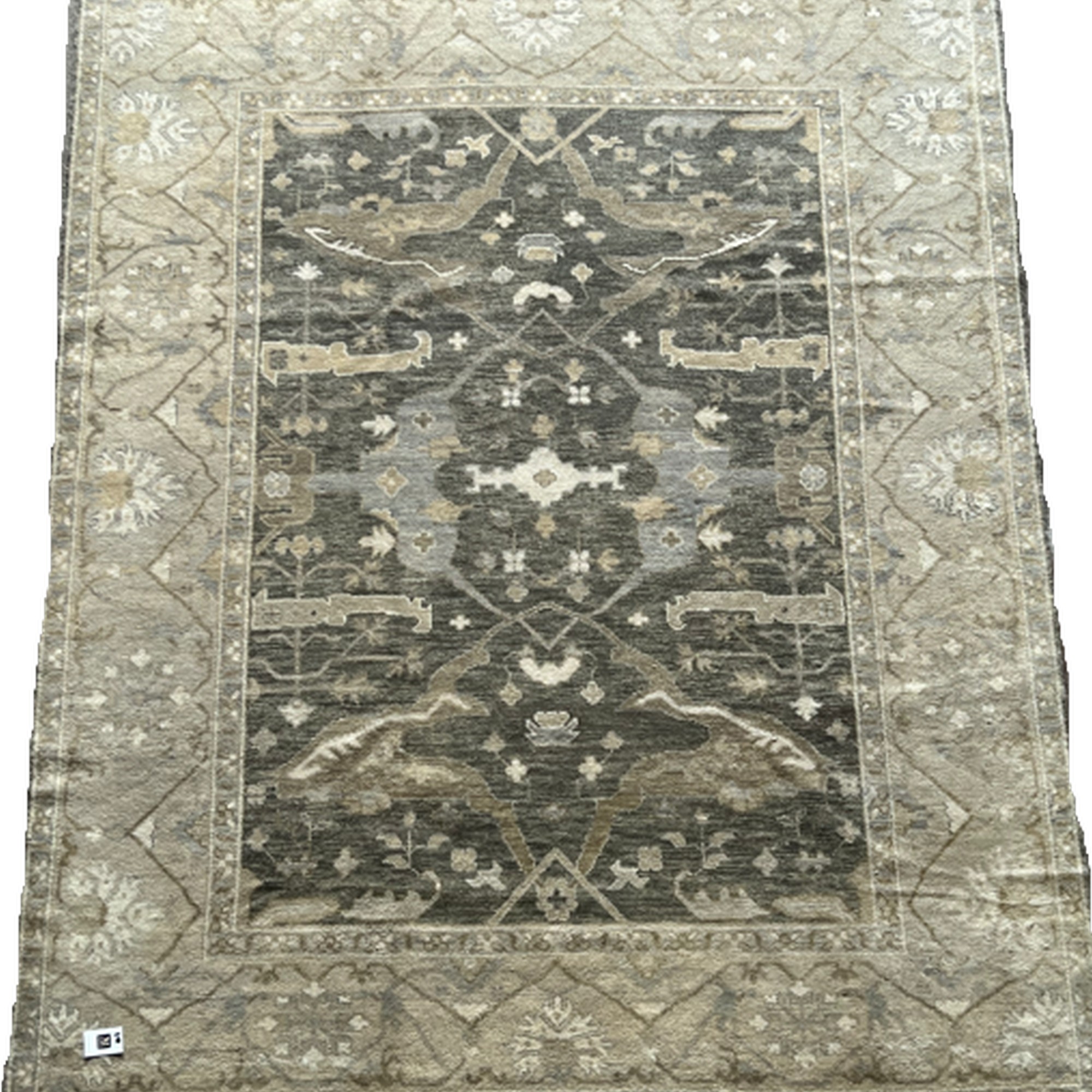 Oushak 64 Traditional Hand Knotted Wool Rug In Beige